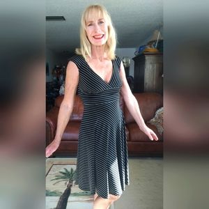 Alyn Paige Black dress with white stripe